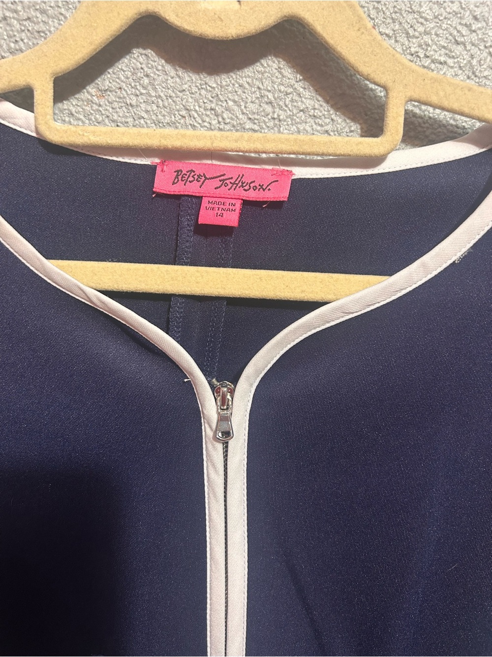 Betsy Johnson navy and white zippered dress size 14 - Picture 10 of 13